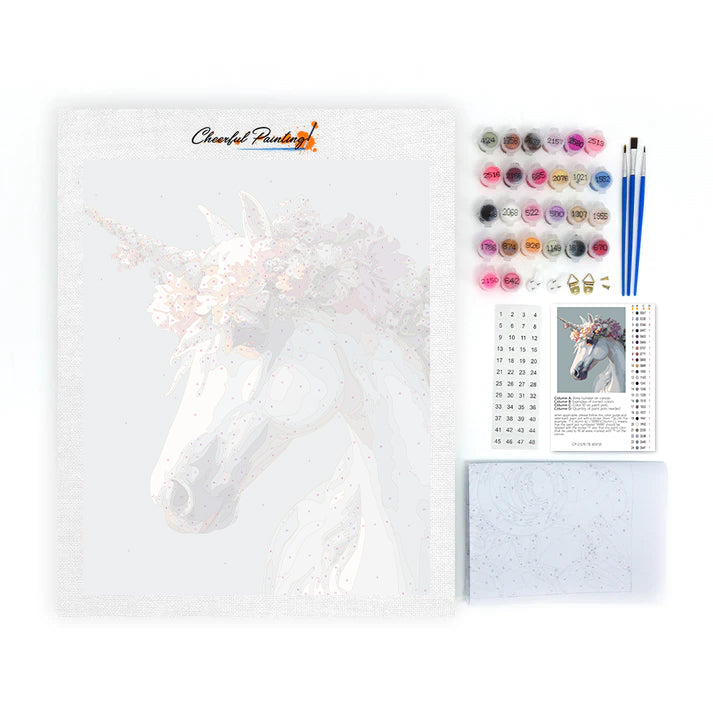 Weißes Einhorn – Malen nach Zahlen