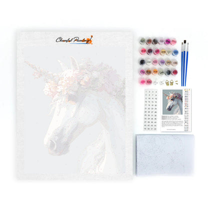 Weißes Einhorn – Malen nach Zahlen