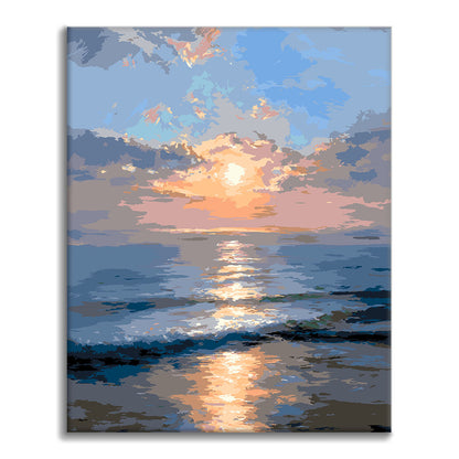 Sonnenaufgang am Meer – Malen nach Zahlen