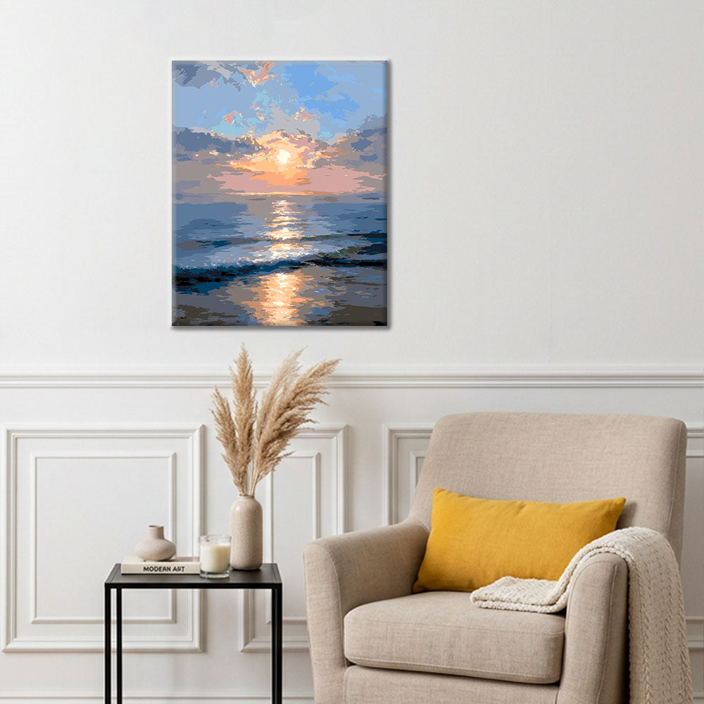 Sonnenaufgang am Meer – Malen nach Zahlen