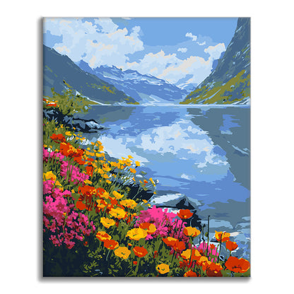 Blühender See – Malen nach Zahlen