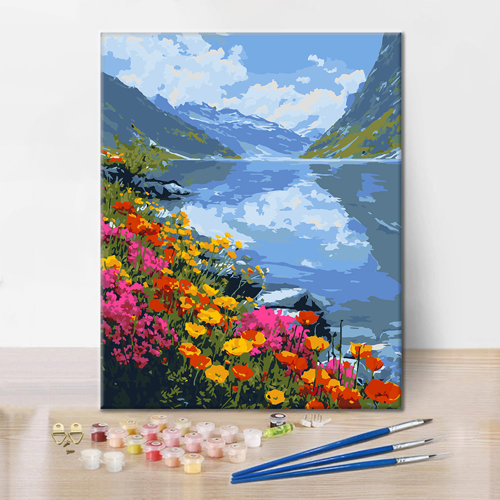 Blühender See – Malen nach Zahlen