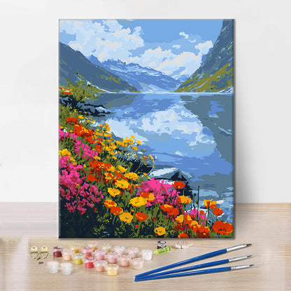 Blühender See – Malen nach Zahlen