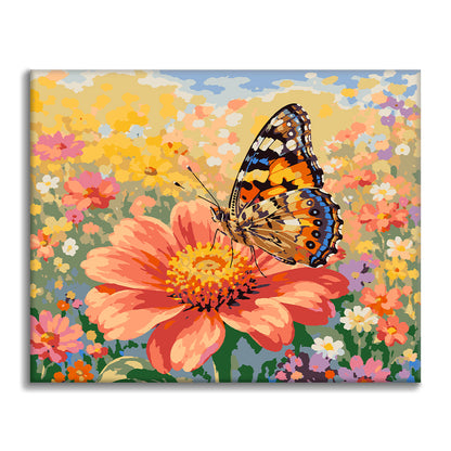 Schmetterling auf einer Blume – Malen nach Zahlen