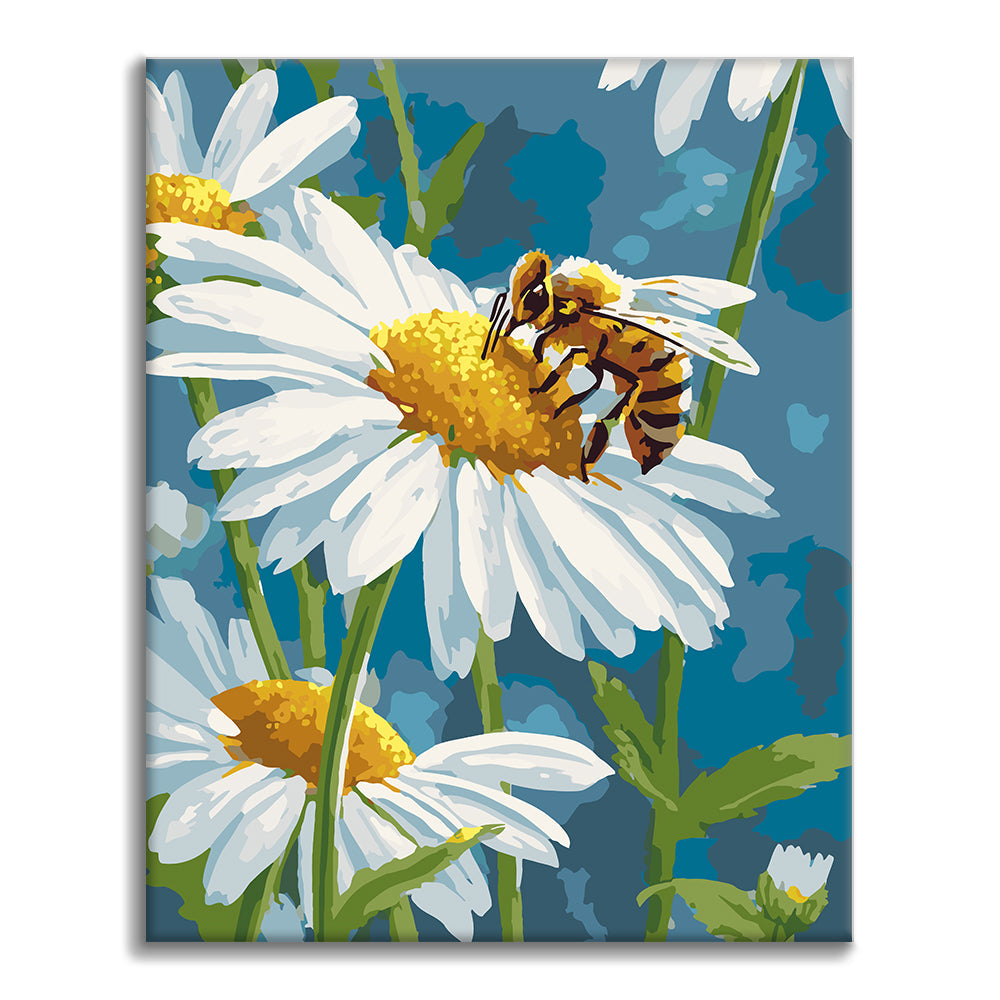 Gänseblümchen und Bienen – Malen nach Zahlen