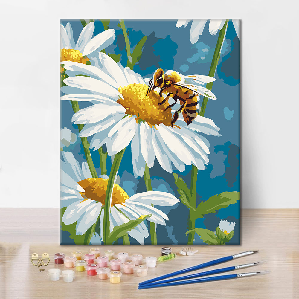Gänseblümchen und Bienen – Malen nach Zahlen