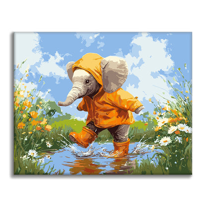 Elefant im Regen – Malen nach Zahlen