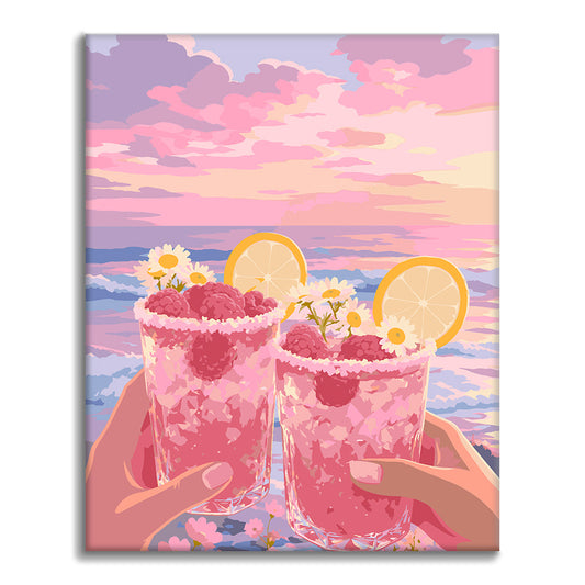 Himbeer-Sonnenuntergangs-Toast – Malen nach Zahlen