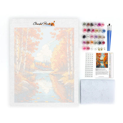 Birch River im Herbst – Malen nach Zahlen