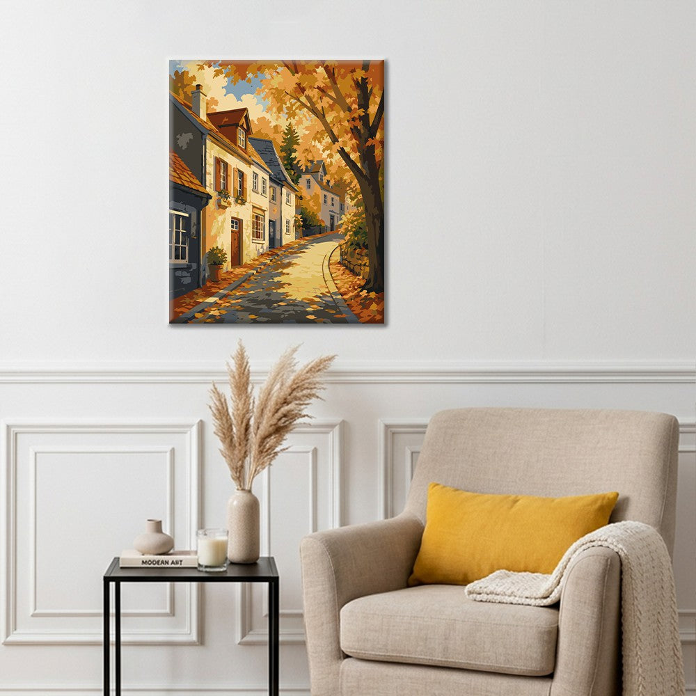 Old Town Street im Herbst – Malen nach Zahlen