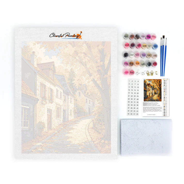 Old Town Street im Herbst – Malen nach Zahlen