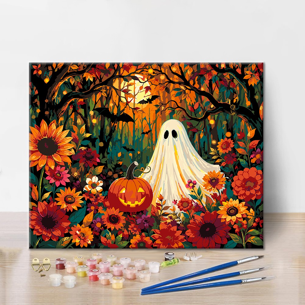 Geist unter Herbstblumen – Malen nach Zahlen