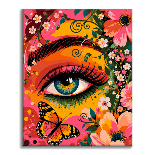 Blumenauge und Schmetterling – Malen nach Zahlen