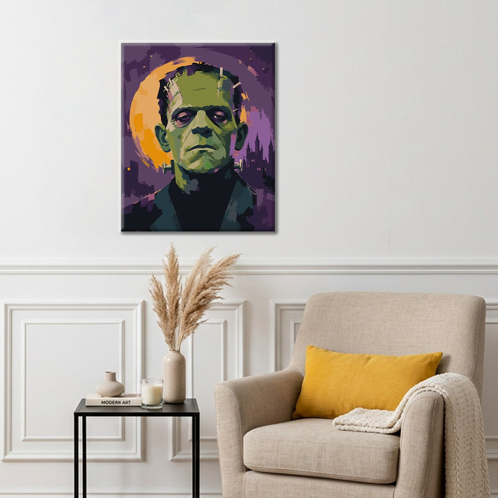 Frankenstein bei Vollmond – Malen nach Zahlen