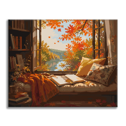 Herbstfenster Leseecke – Malen nach Zahlen
