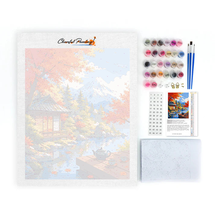 Japanischer Pavillon am Fuji – Malen nach Zahlen