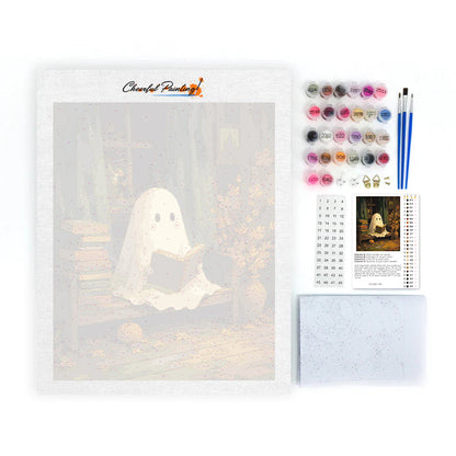 Ghost Reading in einer Herbstbibliothek – Malen nach Zahlen