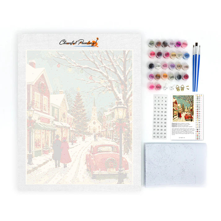 Vintage-Weihnachtsstraße – Malen nach Zahlen