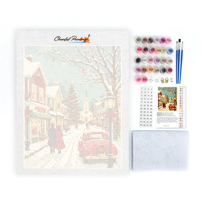 Vintage-Weihnachtsstraße – Malen nach Zahlen