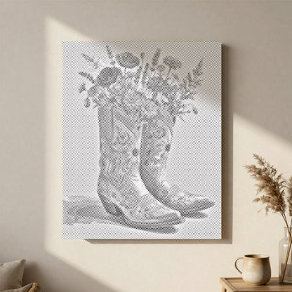Stiefel und Blüten – Malen mit Punkten