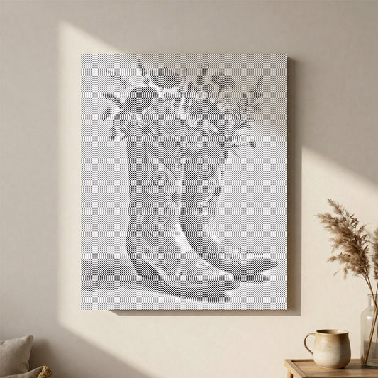 Stiefel und Blüten – Malen mit Punkten