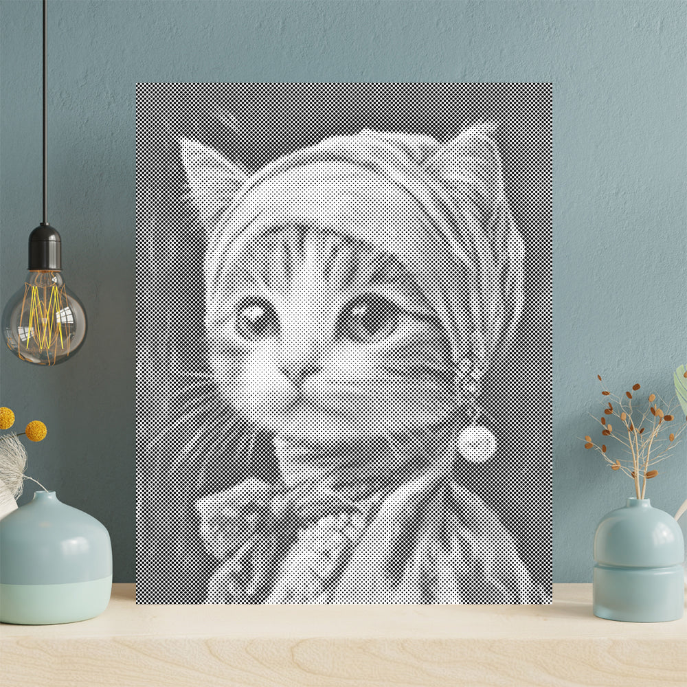 Katze mit Perlenohrring – Malen mit Punkten