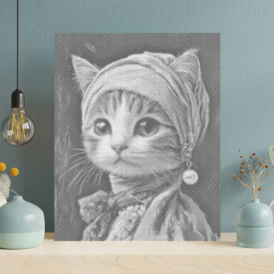 Katze mit Perlenohrring – Malen mit Punkten