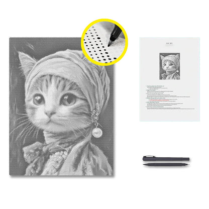Katze mit Perlenohrring – Malen mit Punkten