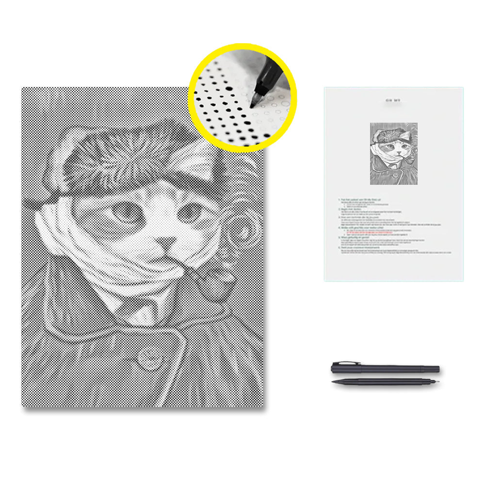 Selbstporträt der Katze – Malen mit Punkten