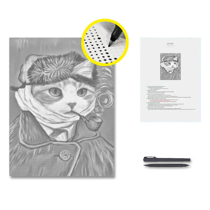 Selbstporträt der Katze – Malen mit Punkten