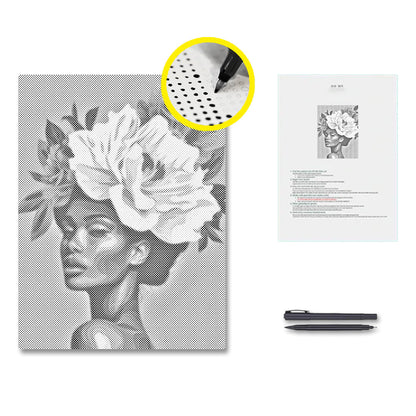 Frau mit Blumenhaar – Malen mit Punkten