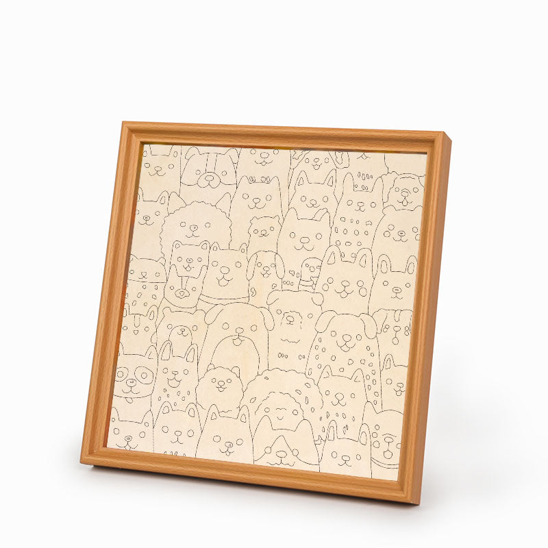 Welpe im Linienstil – Ausmalpuzzle aus Holz