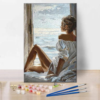 Contemplación junto al mar - Pintura por números